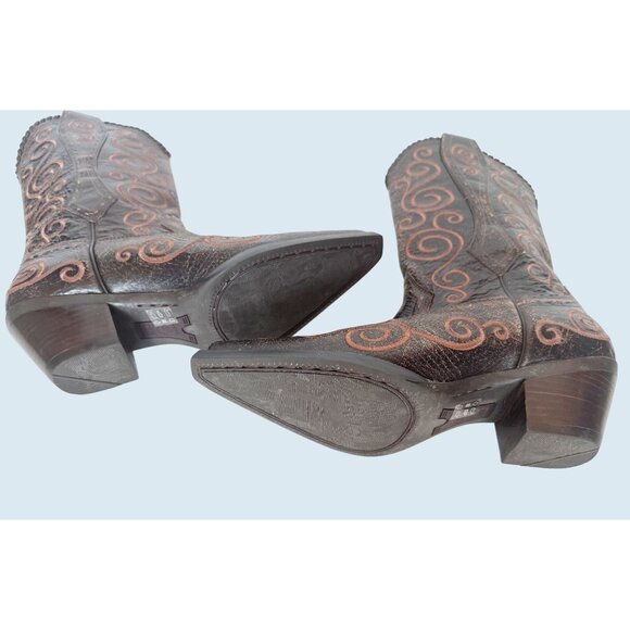 ARIAT Shelleen Brown Leather Embroidered Cowboy Western Boots Sz 7.5 B - Picture 8 of 8